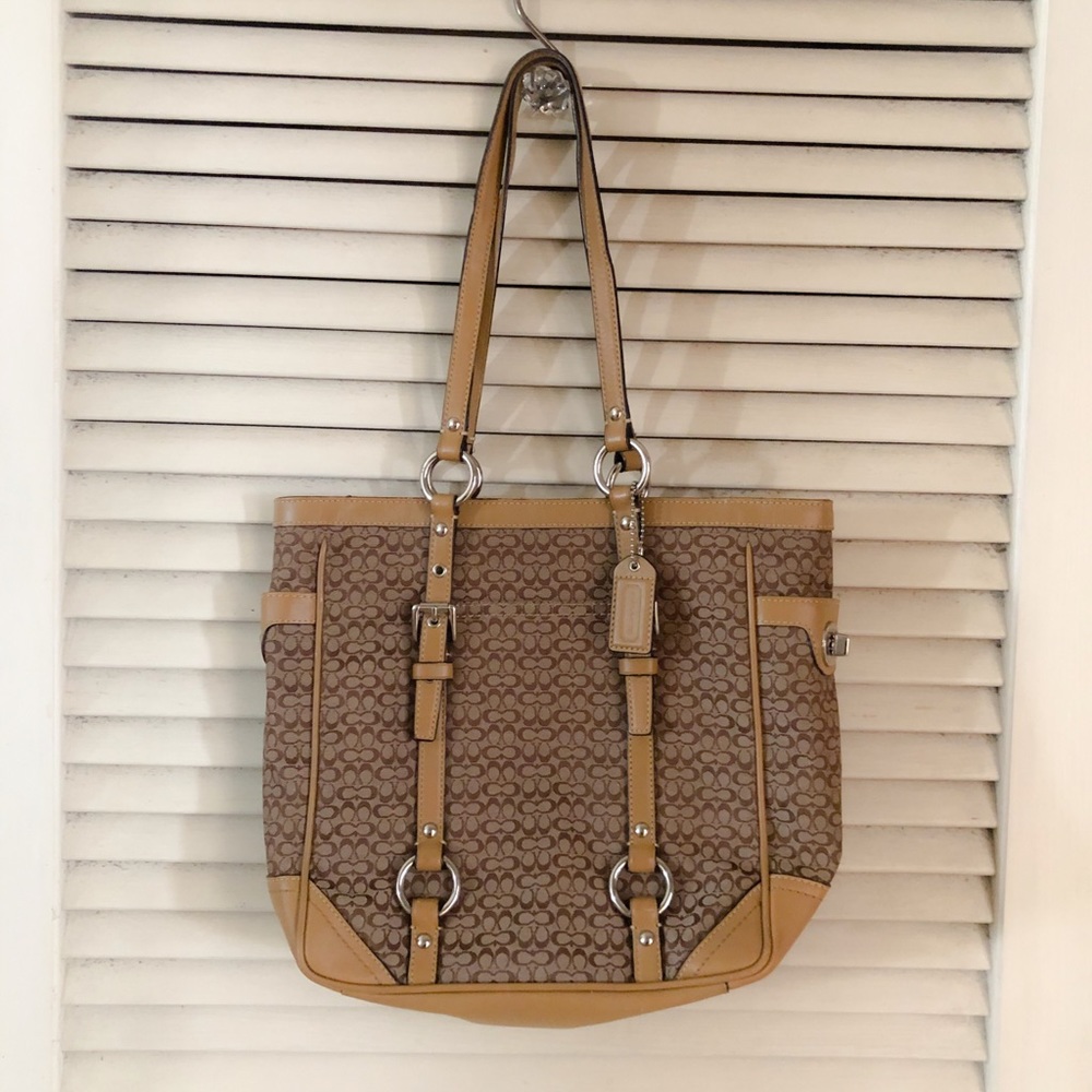 Coach Signature Canvas Tote in Brown and Tan